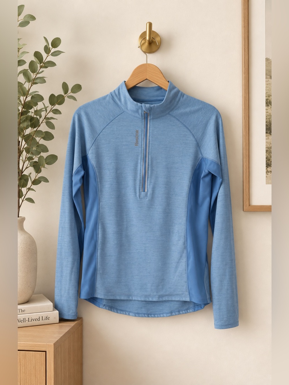 Reebok Women’s Light Blue 1/2-Zip Performance Pullover – Size M